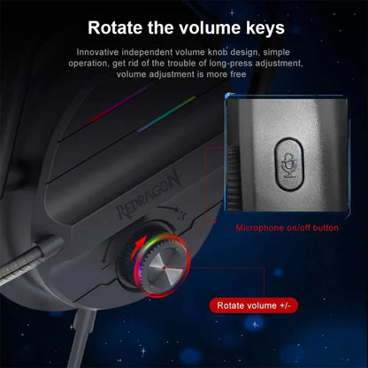 Redragon H380 Chiron RGB 7.1 Surround Sound Gaming Headset