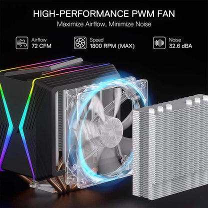 Redragon CC-2188 Hodur 120mm PWM Fans With 6 Heat pipes