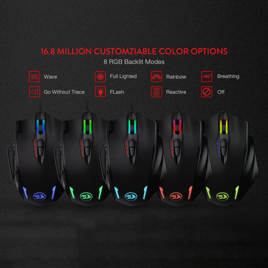 Redragon M908 IMPACT MMO 12400 DPI RGB Gaming Mouse