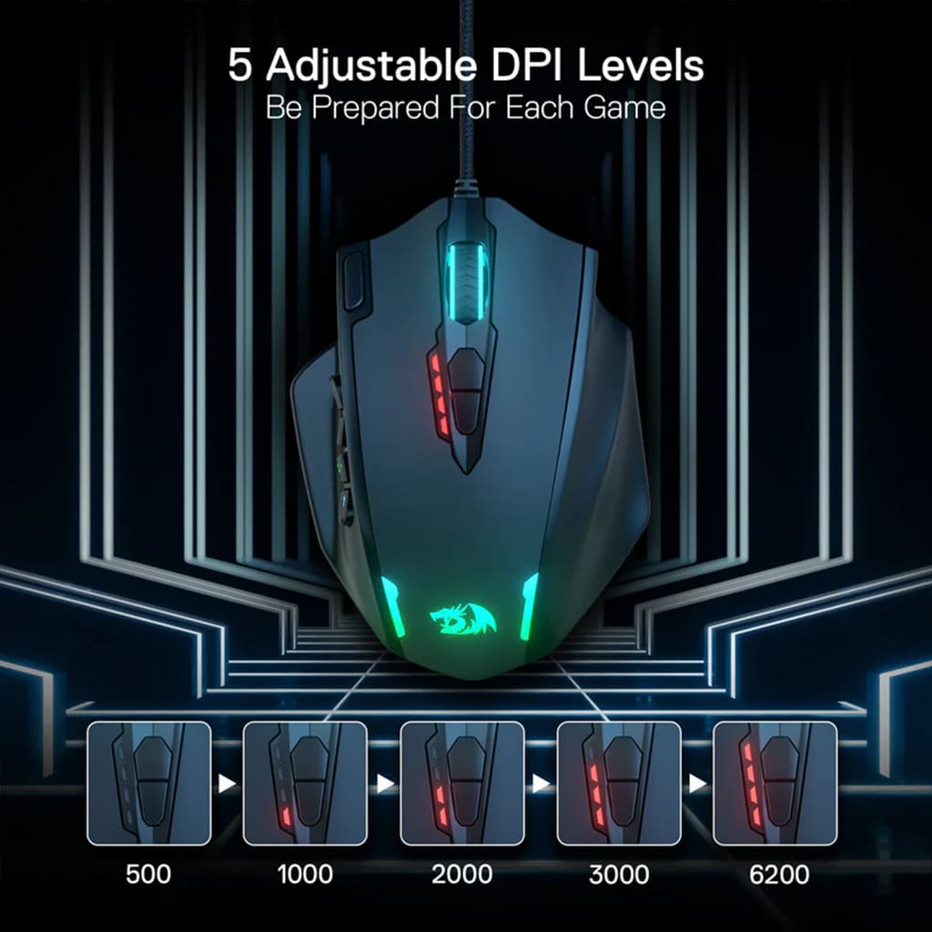 Redragon M908 IMPACT MMO 12400 DPI RGB Gaming Mouse
