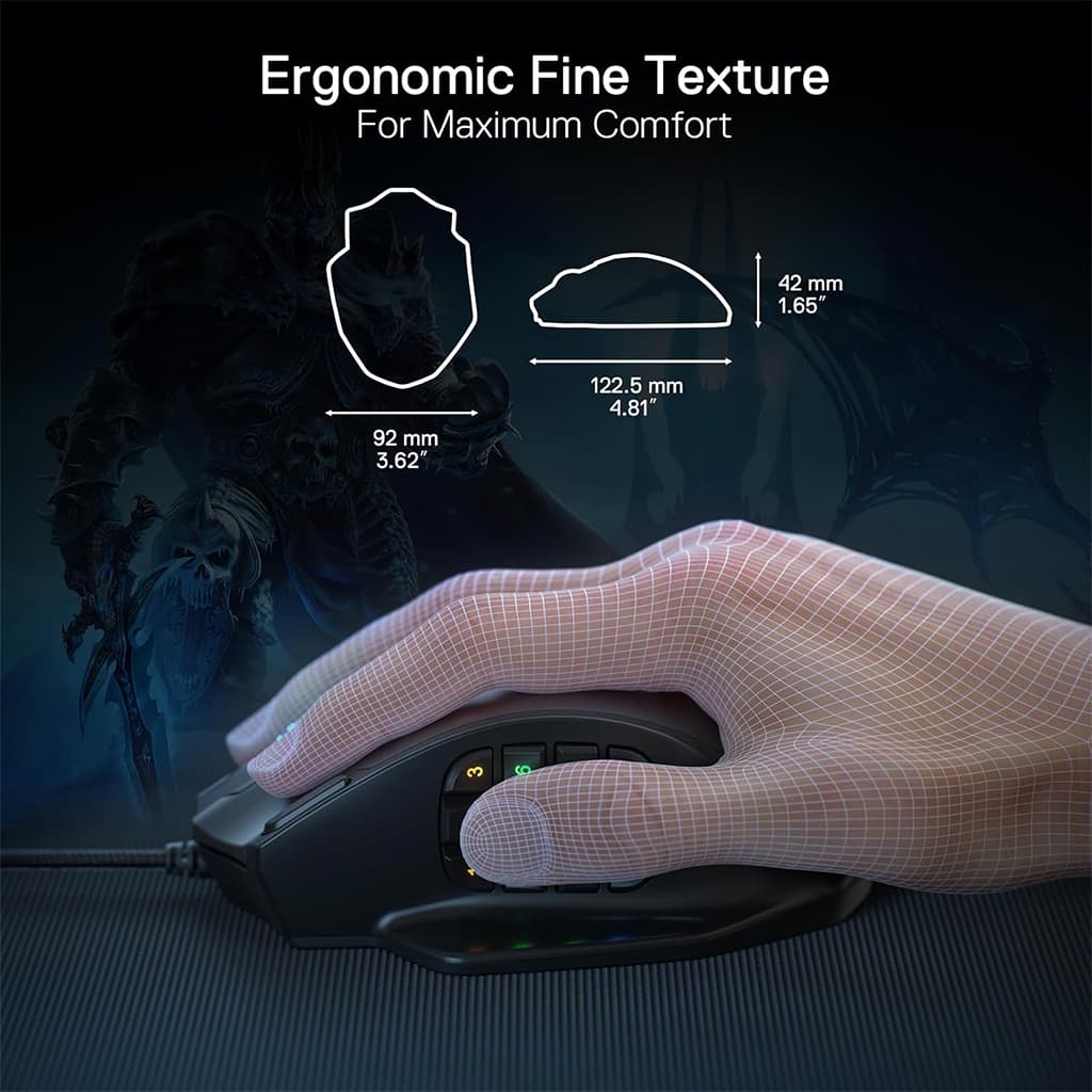 Redragon M908 IMPACT MMO 12400 DPI RGB Gaming Mouse