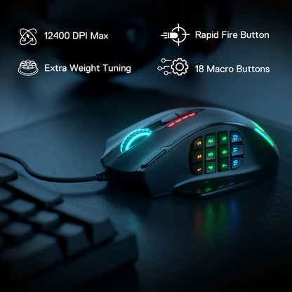 Redragon M908 IMPACT MMO 12400 DPI RGB Gaming Mouse