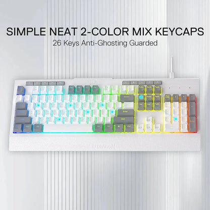 Redragon K525 SHIVA Lite Membrane Gaming Keyboard with Detachable Wrist Rest (White & Grey)