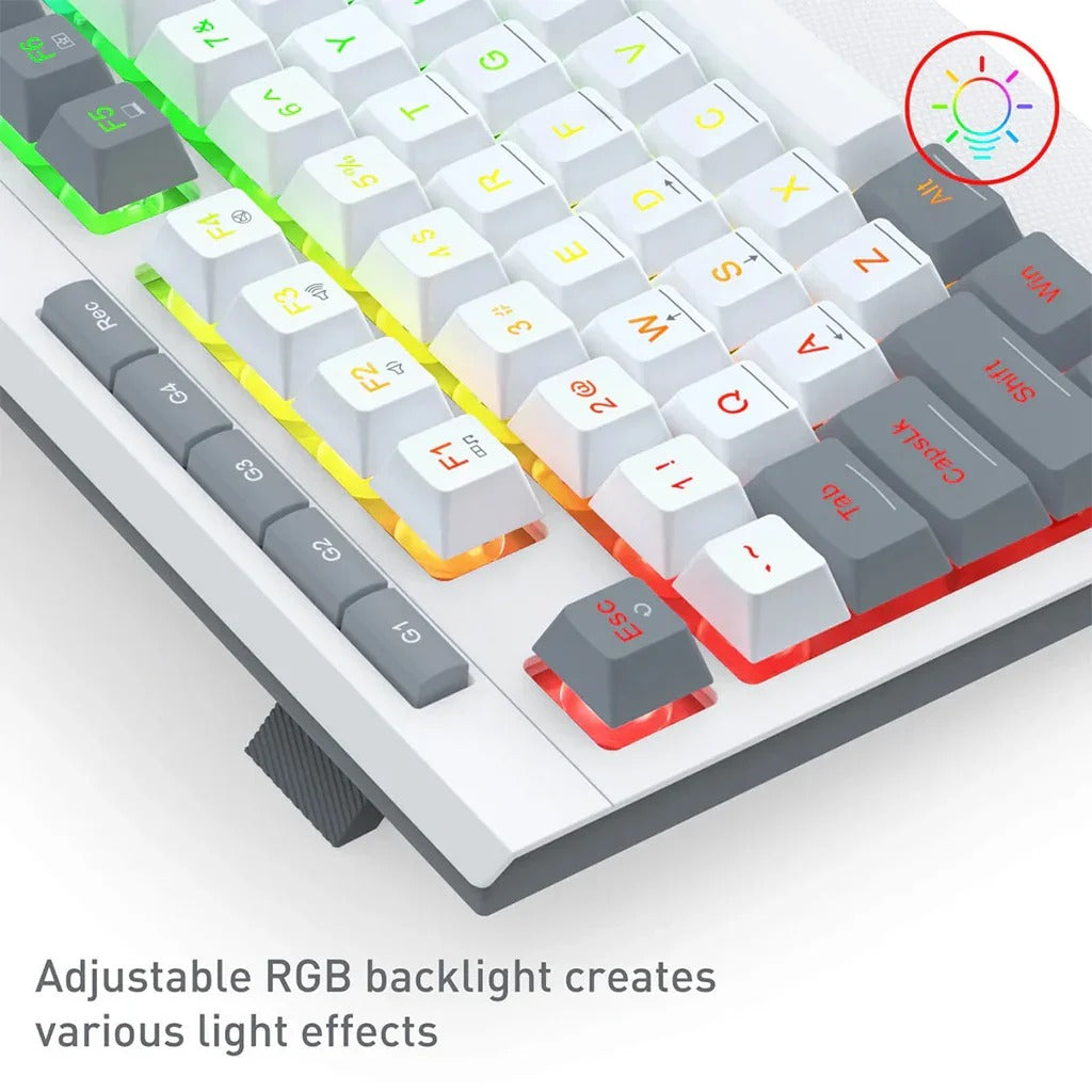 Redragon K525 SHIVA Lite Membrane Gaming Keyboard with Detachable Wrist Rest (White & Grey)