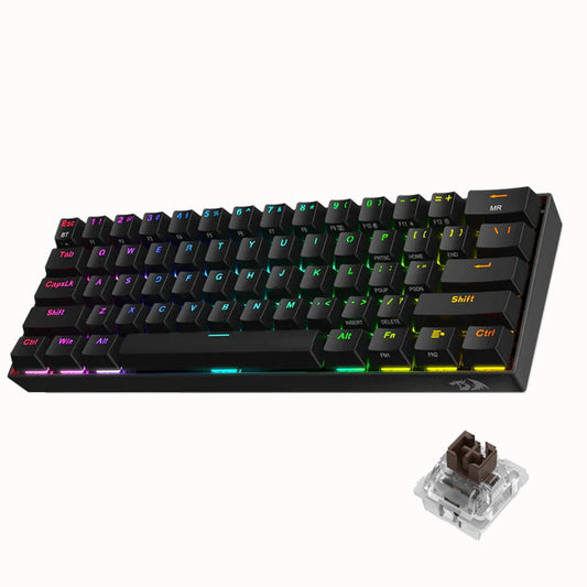 Redragon Daraconic K530-Pro-RGB-Black  60% RGB 3-modes Keyboard With Brown Switches