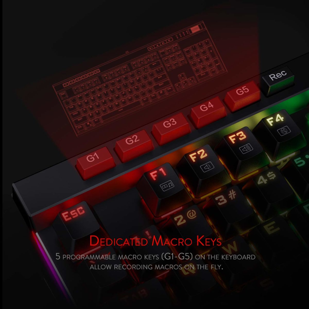 Redragon K580 VATA RGB Backlit Mechanical Gaming Keyboard (Black)