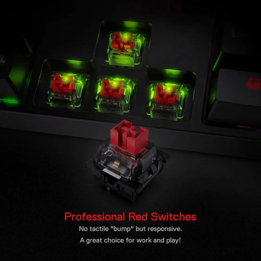 Redragon K582 SURARA RGB 104 Keys Wired RED LED Backlit Mechanical Gaming Keyboard (Black)