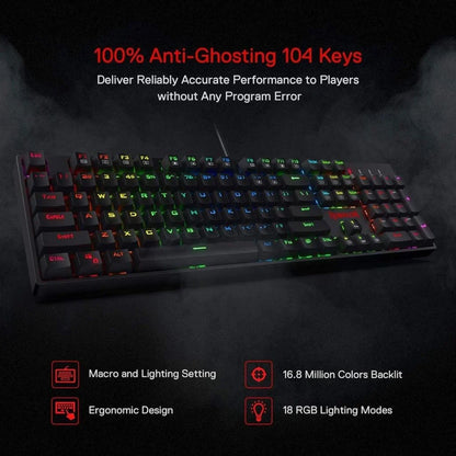Redragon K582 SURARA RGB 104 Keys Wired RED LED Backlit Mechanical Gaming Keyboard (Black)