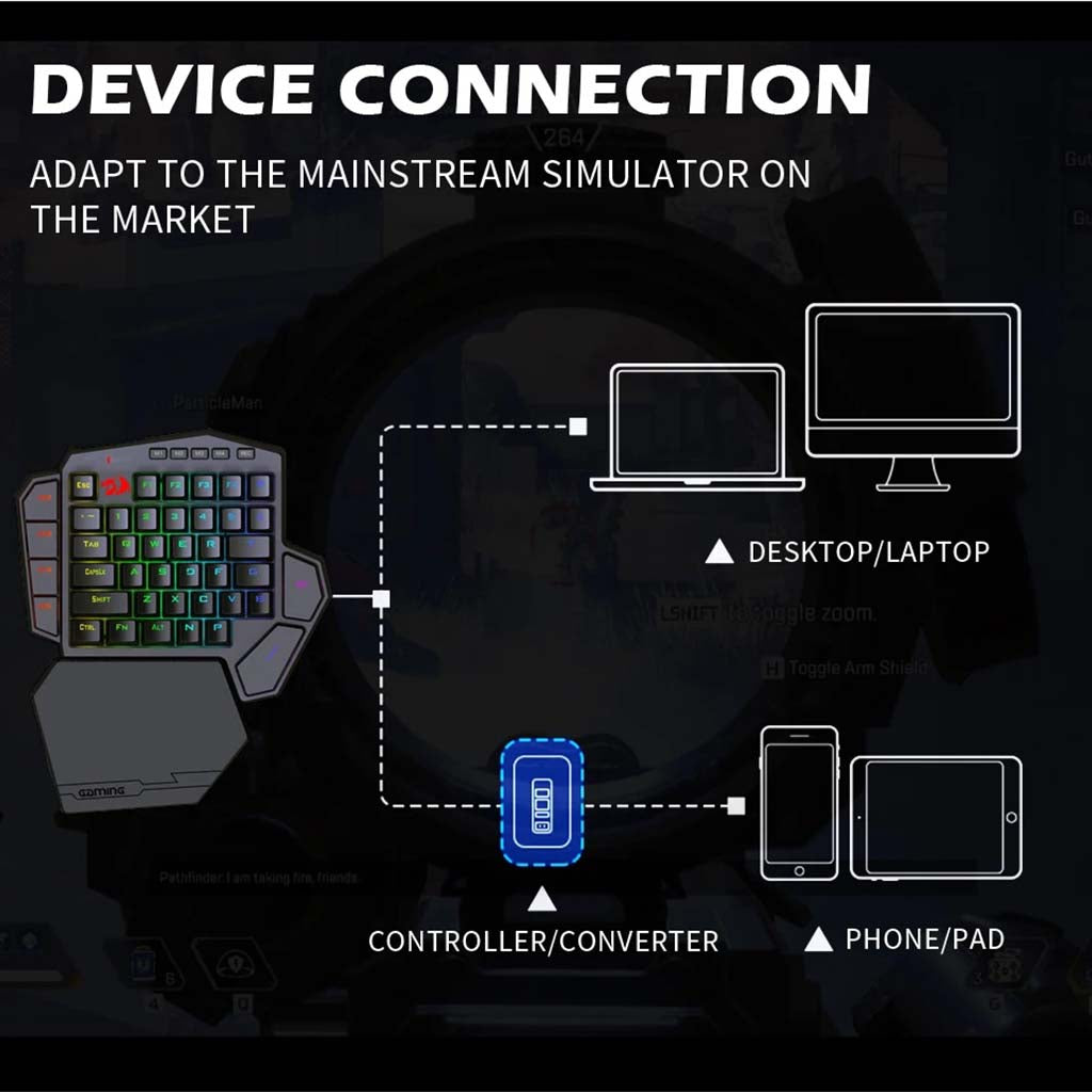 Redragon K601 DITI X RGB One-handed Keyboard With Blue Switches
