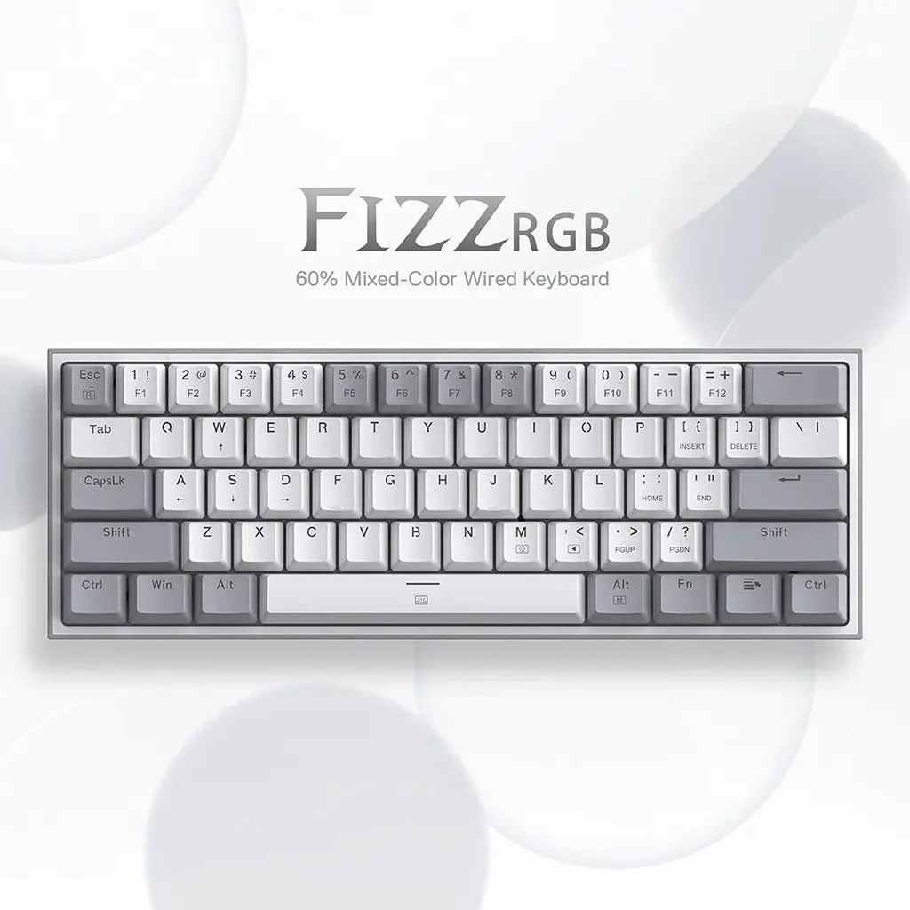 Redragon FIZZ K617 60% RGB Mechanical Keyboard with Red Switches (White & Gray)