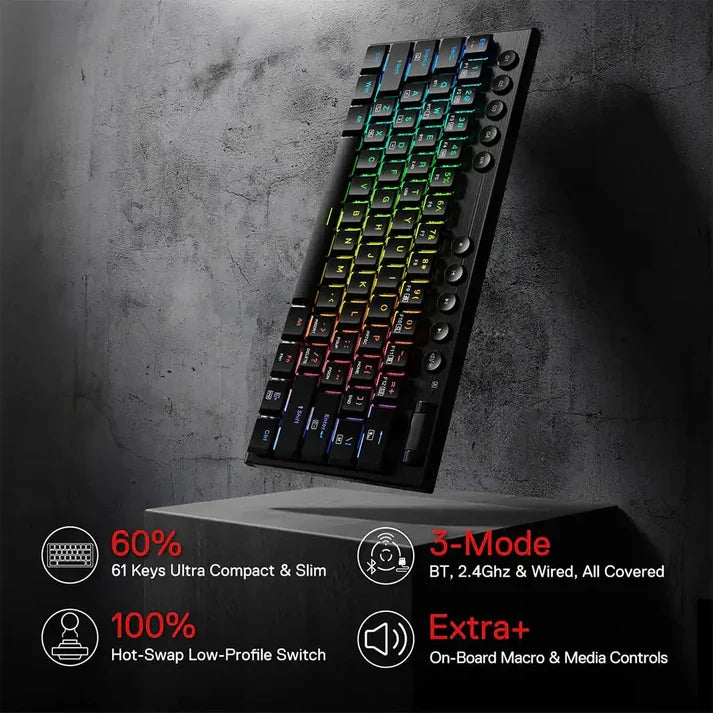 Redragon K632 Horus Pro 60% RGB 3-Mode Low-Profile Mechanical Keyboard
