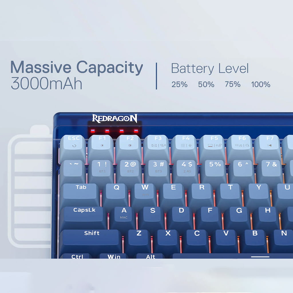 Redragon K656 Garen Pro 90% 3-Modes Keyboard With Purple Switches