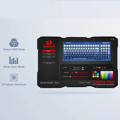 Redragon K656 Garen Pro 90% 3-Modes Keyboard With Purple Switches