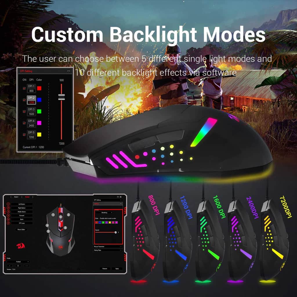 Redragon M601 Centrophorus Black RGB 7200 DPI Gaming Mouse