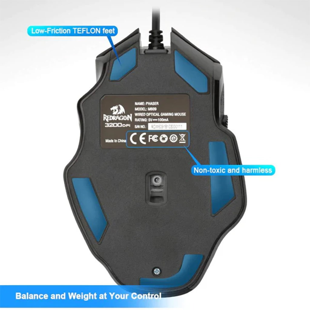 Redragon M609 Phaser 3200 DPI Wired Gaming Mouse