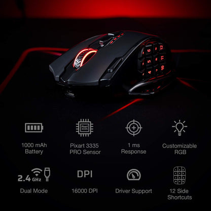 Redragon M913 IMPACT ELITE Wireless Gaming Mouse, 16000 DPI (Black)