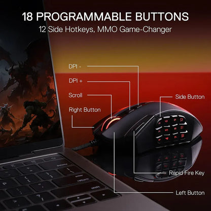 Redragon AZZINOTH M921 MMO RGB Wired 12400 DPI Gaming Mouse