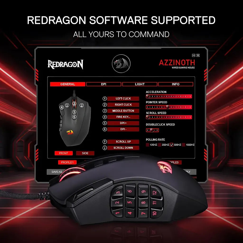 Redragon AZZINOTH M921 MMO RGB Wired 12400 DPI Gaming Mouse
