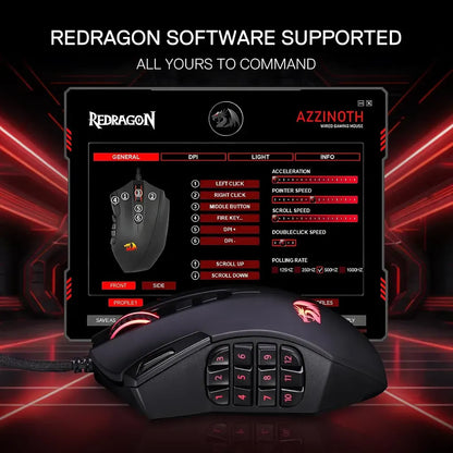 Redragon AZZINOTH M921 MMO RGB Wired 12400 DPI Gaming Mouse