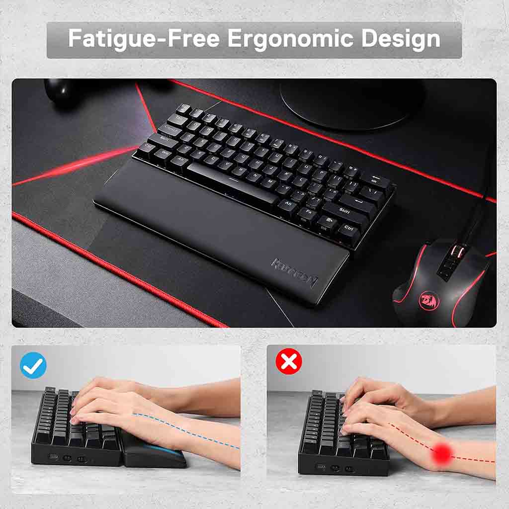 Redragon P035 Meteor Small 61 Keys Computer Keyboard Wrist Rest Pad