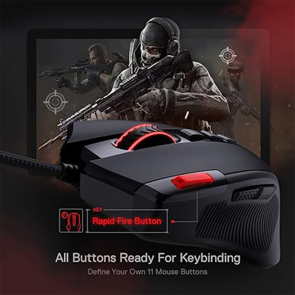 Redragon M612 Predator Black 8K DPI Rapid Fire Button Gaming Mouse