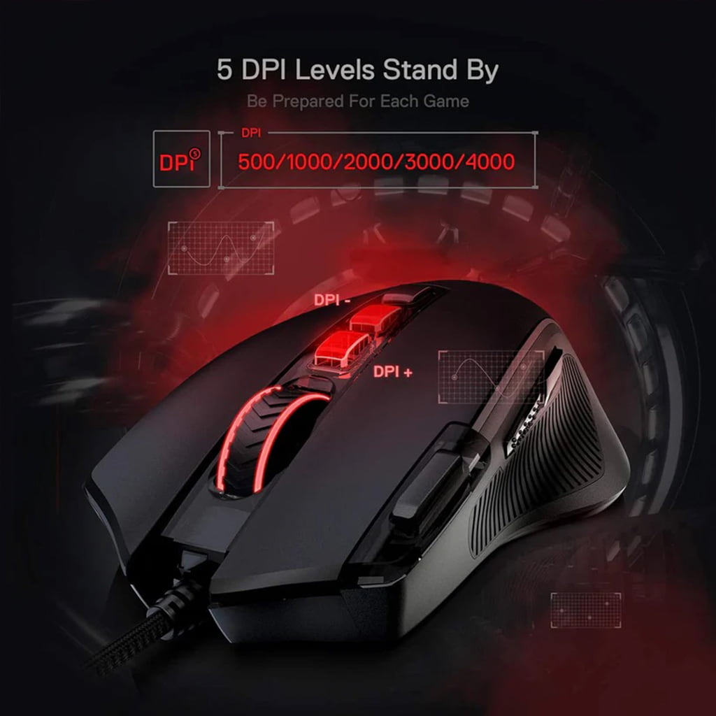Redragon M612 Predator Black 8K DPI Rapid Fire Button Gaming Mouse