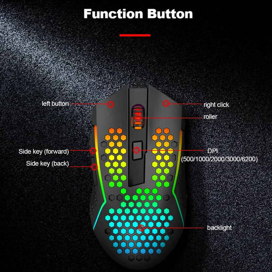 Redragon M987-K Reaping Light Weight Honeycomb RGB Wired Gaming Mouse