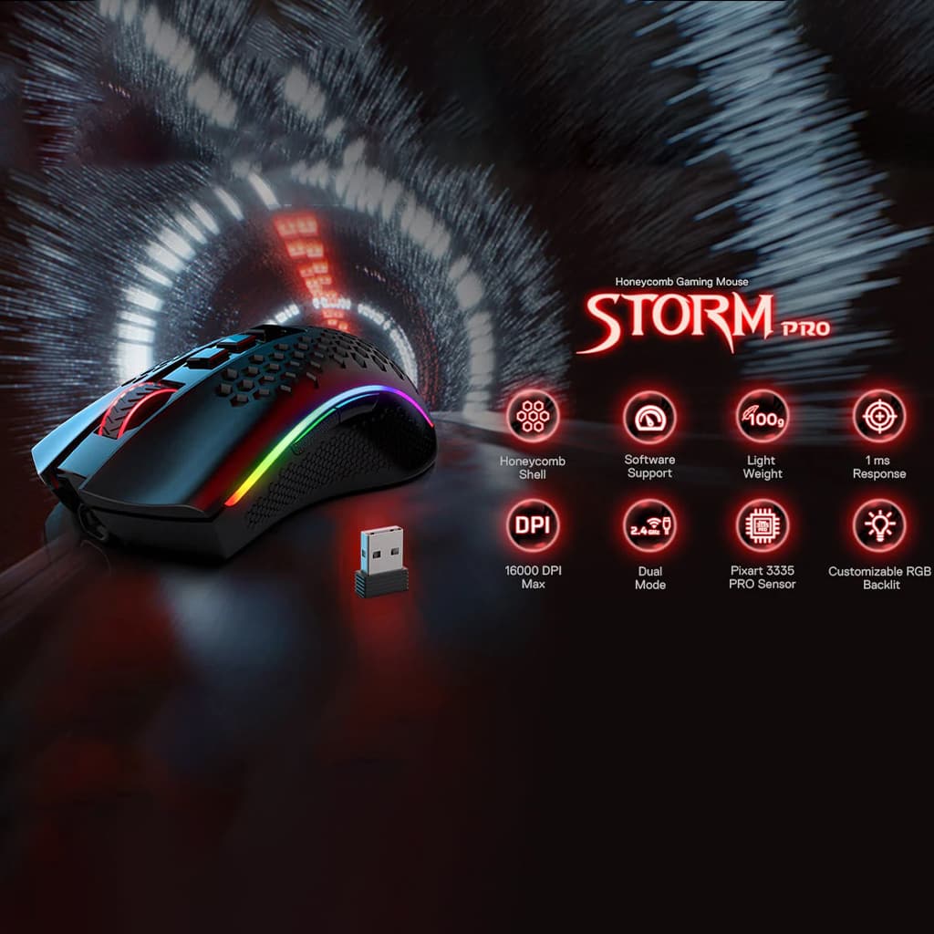 Redragon M808-KS Storm Pro RGB Wireless honeycomb Gaming Mouse