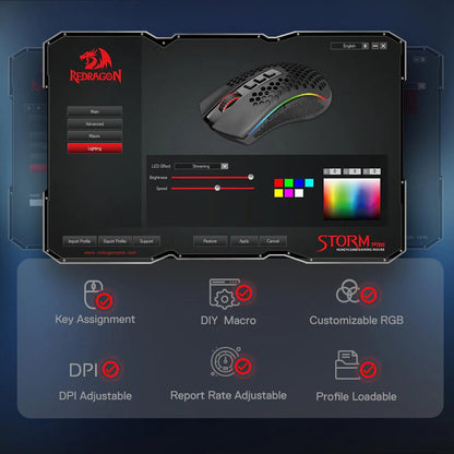 Redragon M808-KS Storm Pro RGB Wireless honeycomb Gaming Mouse