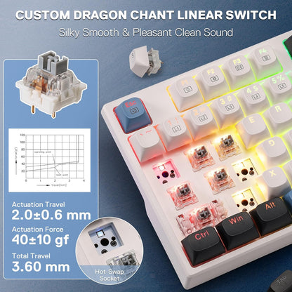 Redragon K668 TRUNDLE Gaming Keyboard With Hot Swappable Red Switches (WGB)