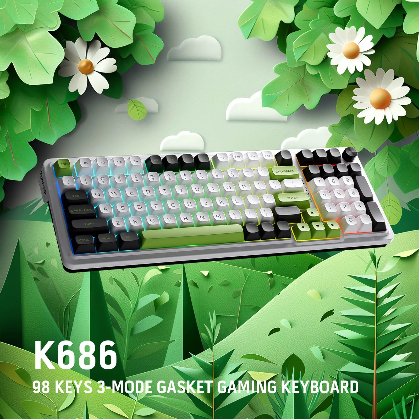 Redragon K686 EISA MAX 98-Keys Wireless Gasket Mechanical Gaming Keyboard