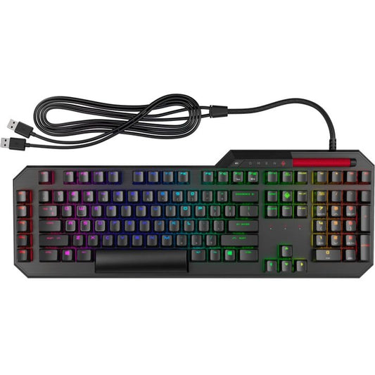 Omen by HP Sequencer RGB Mechanical Optical Gaming Keyboard 10X Faster Blue Switch Volume Roller Bar Anti Ghosting