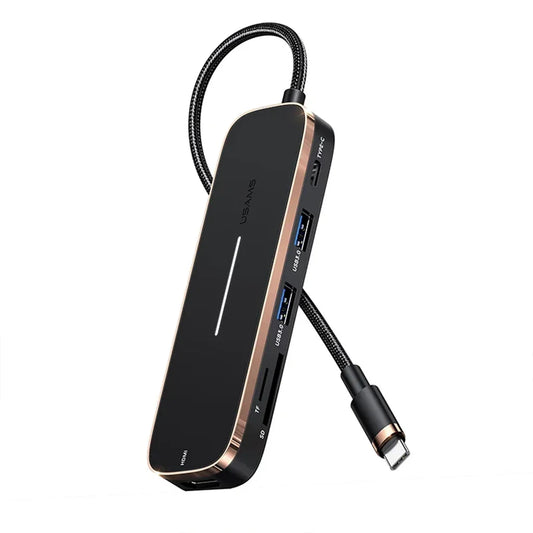 USAMS 6-in-1 TYPE C TO HDMI + PD + USB 3.0 X 3 + MICRO SD