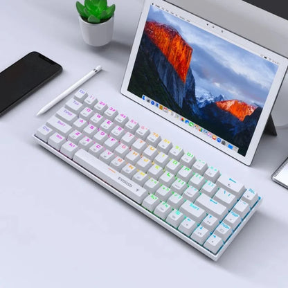 E-YOOSO Z-686 White Tri-Mode 68 Keys Mechanical Keyboard With Red Switches