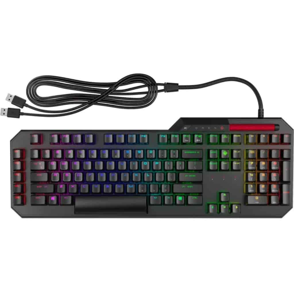 Omen by HP Sequencer RGB Mechanical Optical Gaming Keyboard 10X Faster Blue Switch Volume Roller Bar Anti Ghosting
