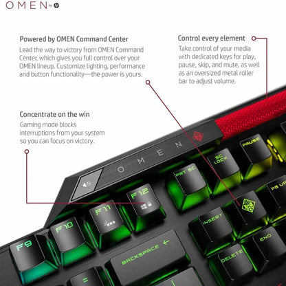 Omen by HP Sequencer RGB Mechanical Optical Gaming Keyboard 10X Faster Blue Switch Volume Roller Bar Anti Ghosting