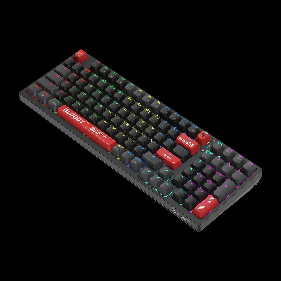 Bloody WS98 Dual-Core RGB Wireless Mechanical Keyboard - Multi-Mode Connection - WaveLink Connectivity - BLMS Mechanical Switch - System Swap - Quiet Typing - Sports Red