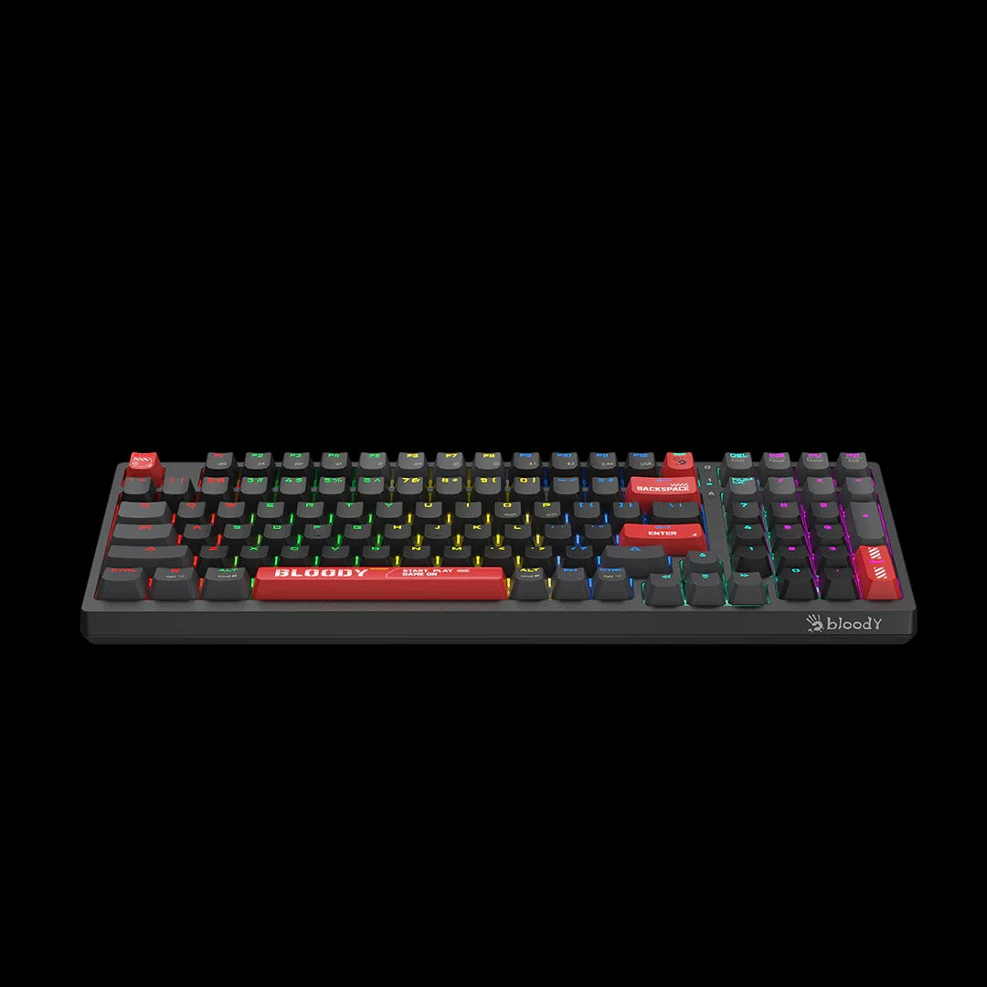 Bloody WS98 Dual-Core RGB Wireless Mechanical Keyboard - Multi-Mode Connection - WaveLink Connectivity - BLMS Mechanical Switch - System Swap - Quiet Typing - Sports Red