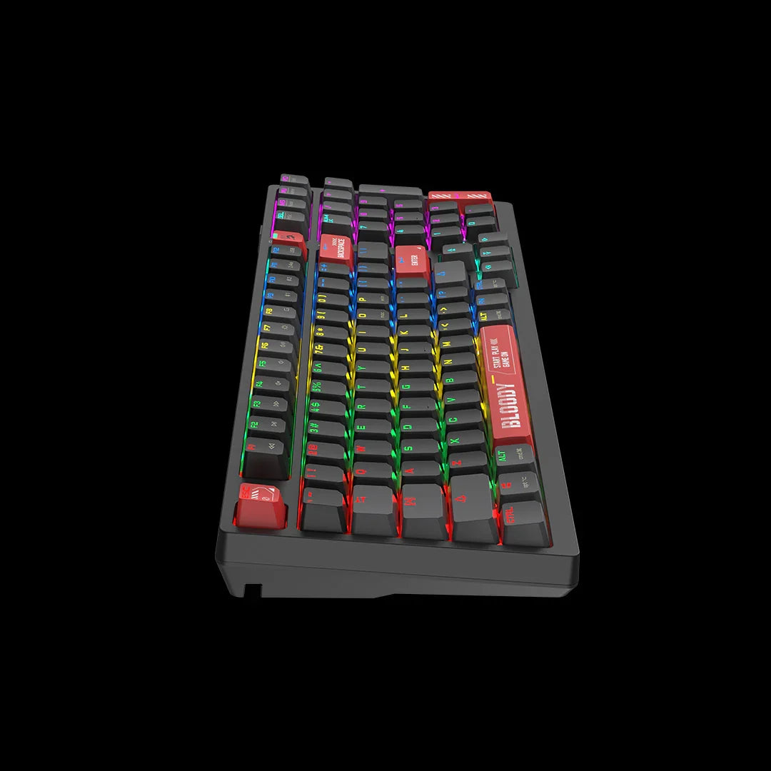 Bloody WS98 Dual-Core RGB Wireless Mechanical Keyboard - Multi-Mode Connection - WaveLink Connectivity - BLMS Mechanical Switch - System Swap - Quiet Typing - Sports Red
