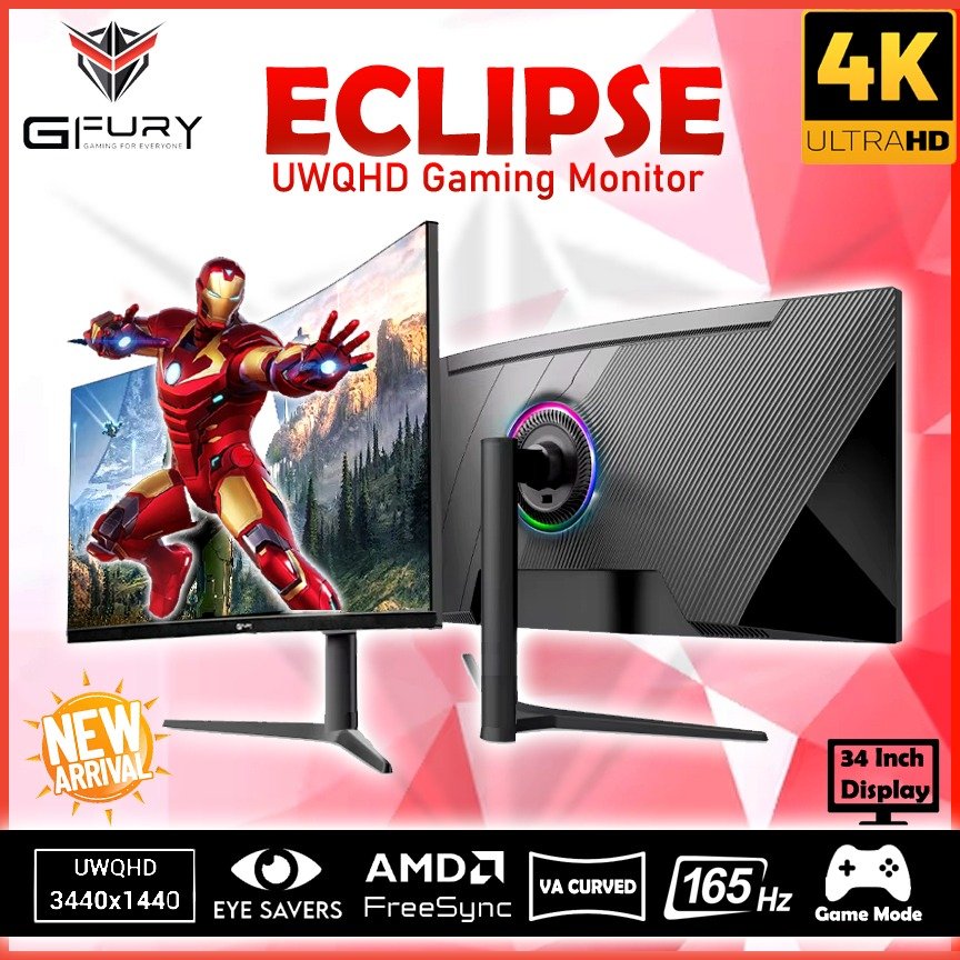 GFury GF-34 Eclipse 34″ Curved Gaming LED Monitor (165Hz 2K)