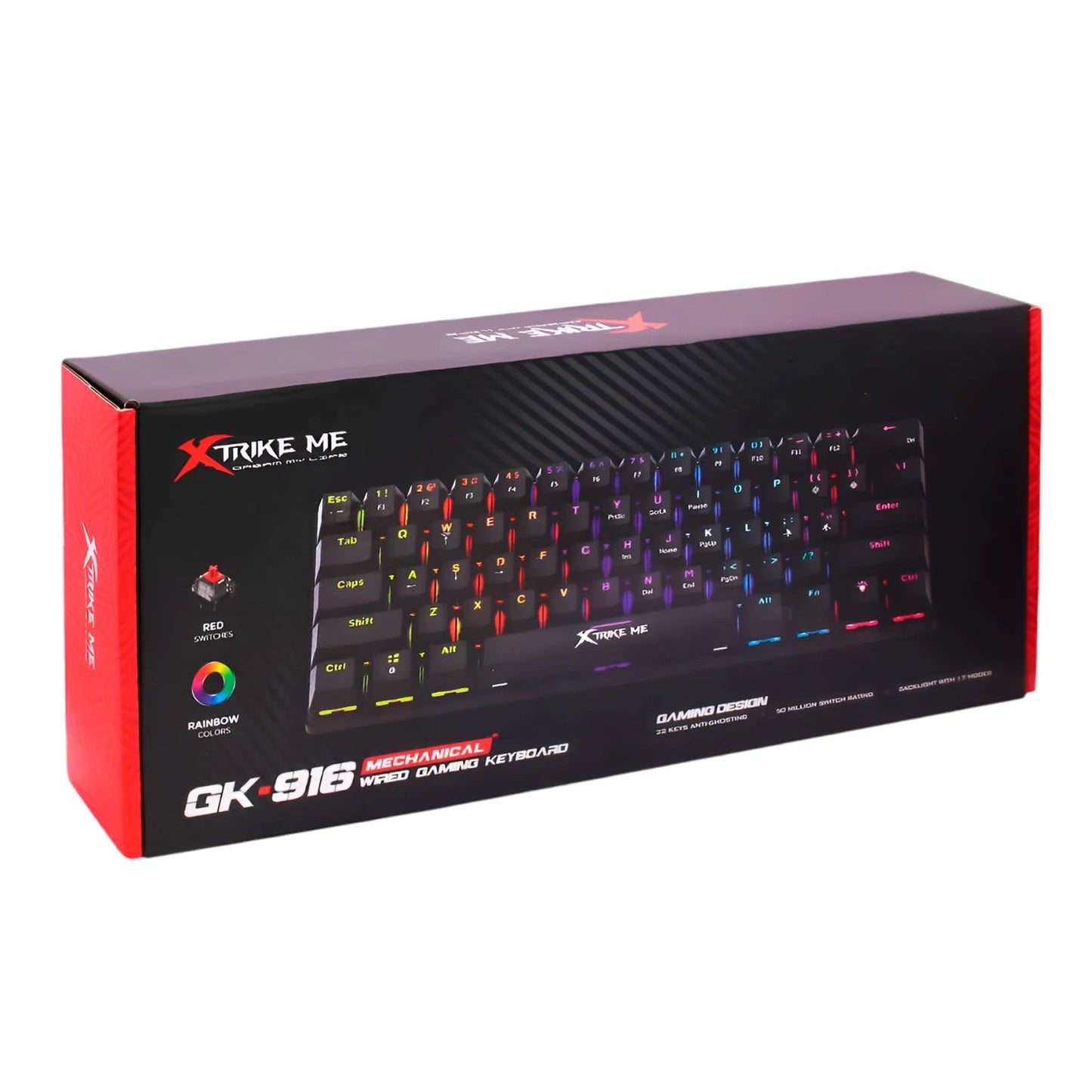 Xtrike Me Gk-916 Rainbow Switch Lights Mechanical Gaming Keyboard 61 Keys