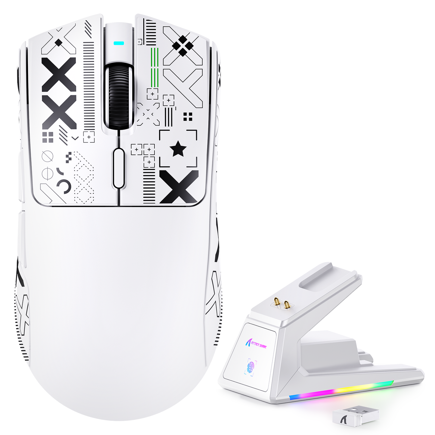 ATTACK SHARK X1 Tri-mode Gaming Mouse With Touchpad RGB Charging Dock PAW3395PRO Sensor
