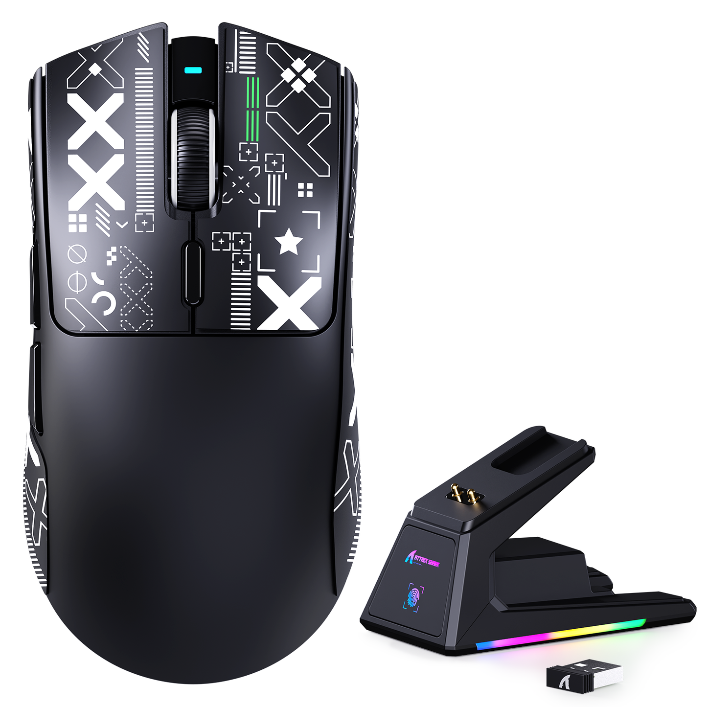 ATTACK SHARK X1 Tri-mode Gaming Mouse With Touchpad RGB Charging Dock PAW3395PRO Sensor