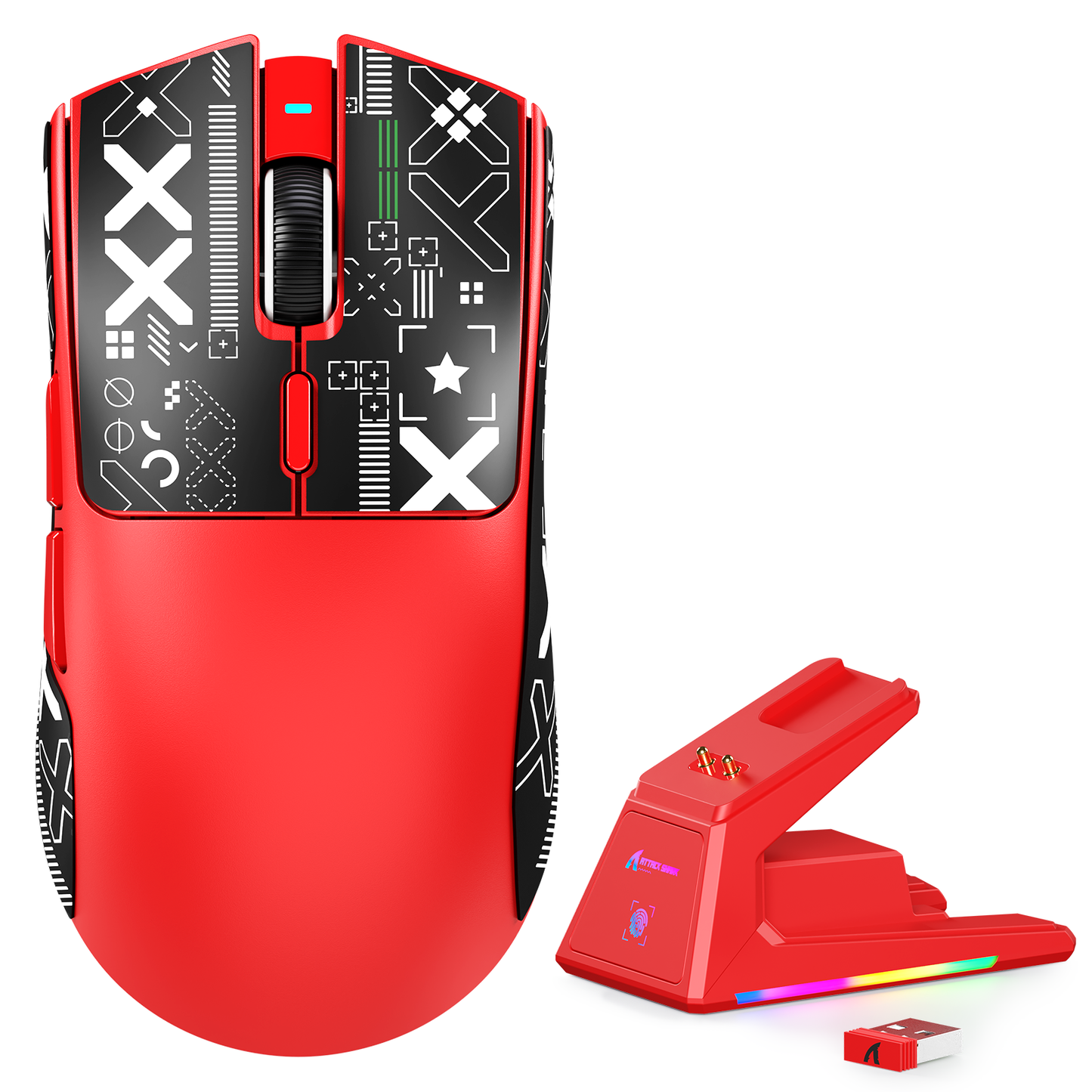 ATTACK SHARK X1 Tri-mode Gaming Mouse With Touchpad RGB Charging Dock PAW3395PRO Sensor