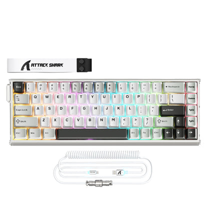 ATTACK SHARK X68MAX HE Rapid Trigger CNC Aluminum Keyboard Magnetic Switch with C01Ultra RGB Coiled Cable