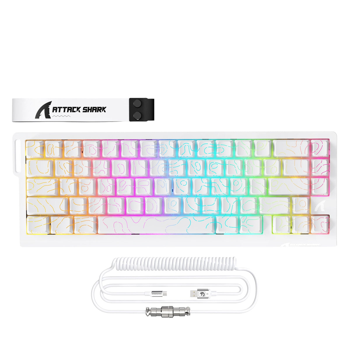 ATTACK SHARK X68MAX HE Rapid Trigger CNC Aluminum Keyboard Magnetic Switch with C01Ultra RGB Coiled Cable