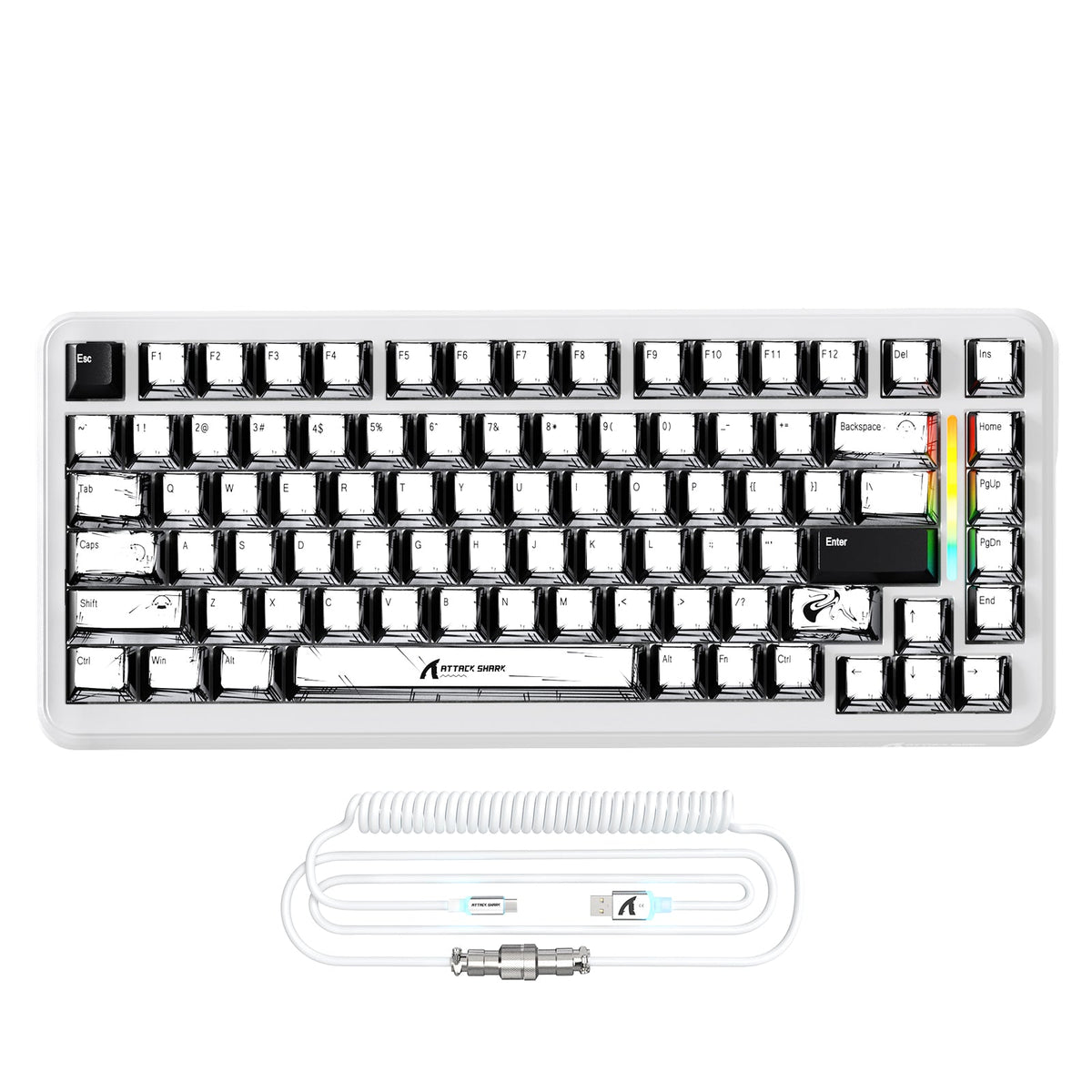 ATTACK SHARK X82PRO HE Magnetic Keyboard With C01Ultra RGB Coiled Cable