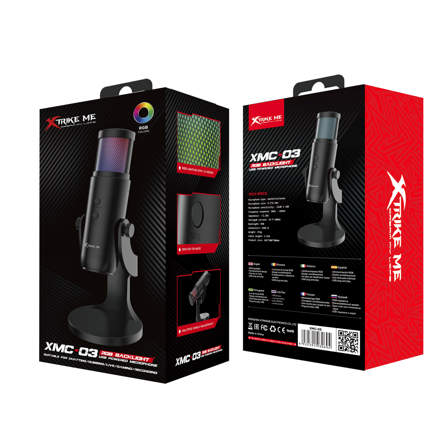 XTRIKE ME XMC03 USB 12 RGB LIGHT GAMING MICROPHONE
