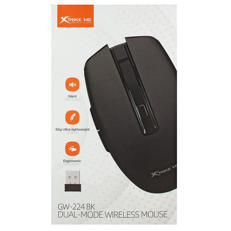 XTRIKE ME GW-224 BK WIRELESS MOUSE 2.4G BT 5.2 800-1200-1600DPI BLACK
