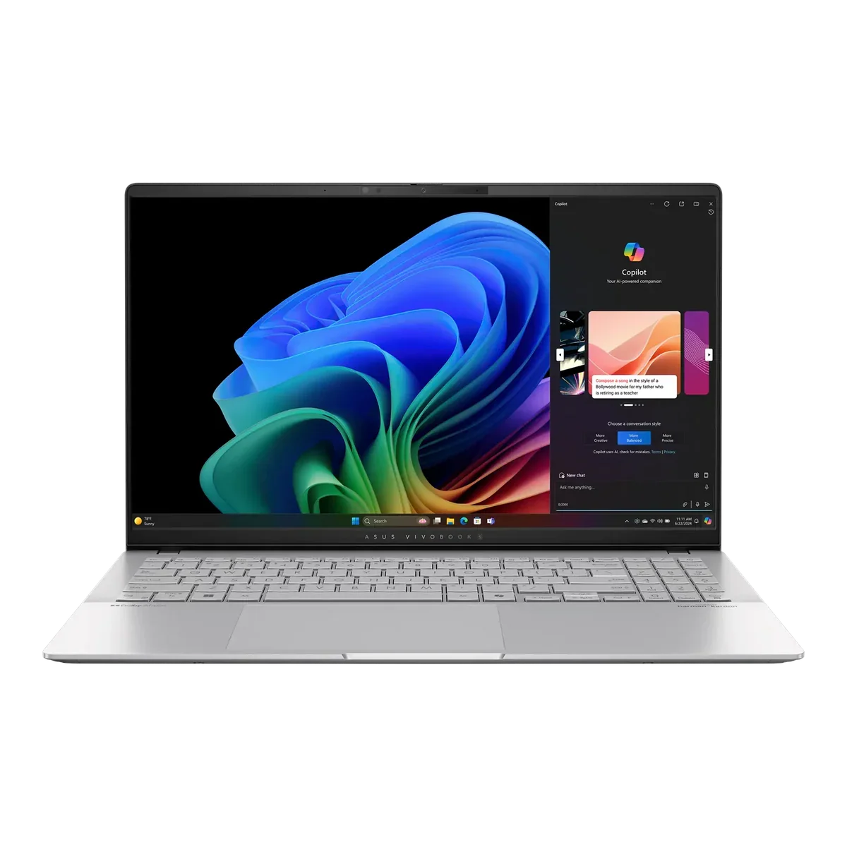 ASUS VivoBook S 15 K5507QA-MA048W - AMD Ryzen 7 8845HS, 16GB RAM, 1TB SSD, 15.6" FHD OLED, Windows 11 - Cool Silver